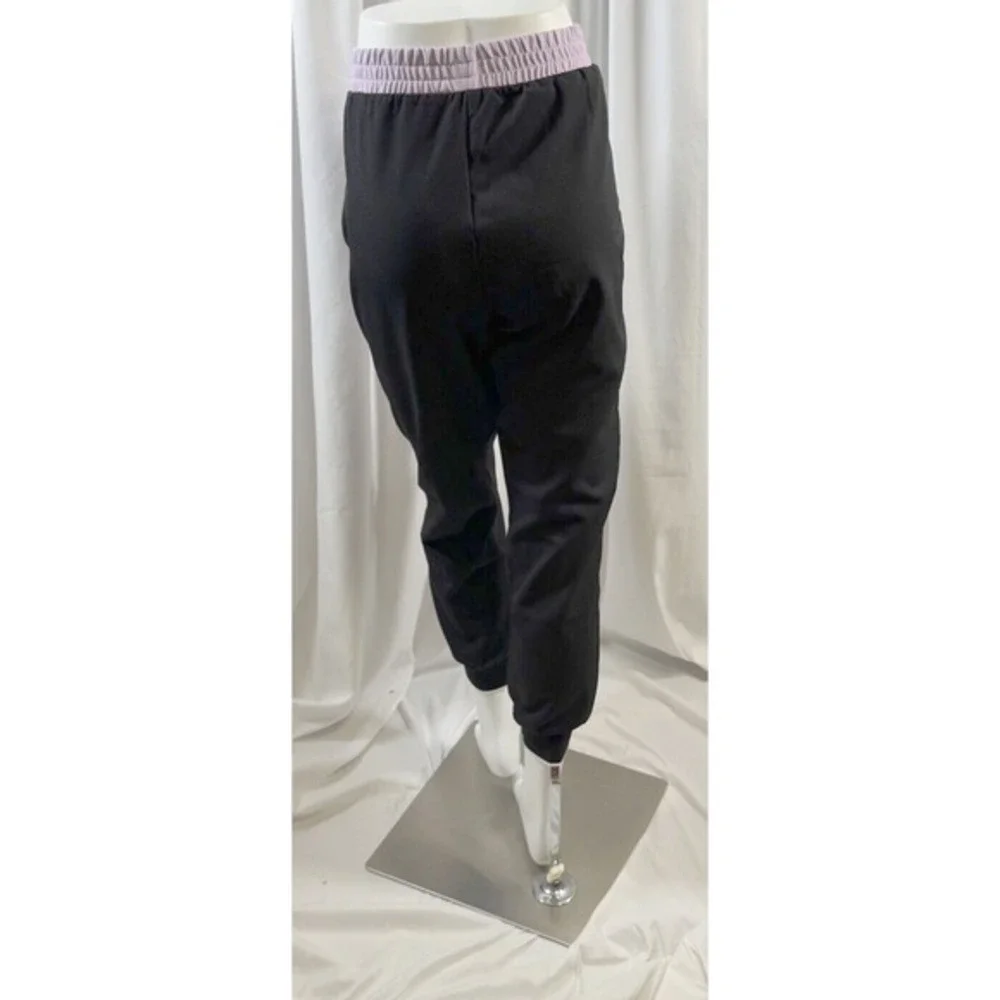 Zara Black Lilac Purple Side Stripe Jogger Pants Elastic Waist XL Preppy 74-01 - Picture 8 of 11